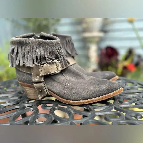 All Saints Shoes - AllSaints — Suede Bonny Cuban Harness Ankle Boota